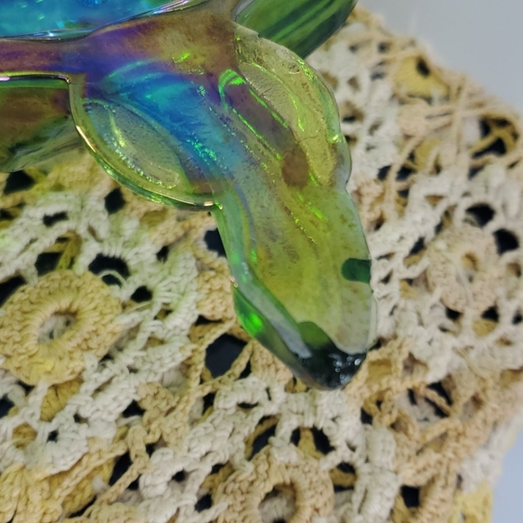 INDIANA CARNIVAL GLASS GREEN GRAPE SERVING BOWL - Picture 10 of 11